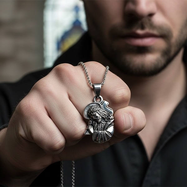 《 QBOX 》FASHION 飾品【CBP8-1208】精緻個性復古宗教耶穌聖贖十字架鈦鋼墬子項鍊/吊墬-細節圖6