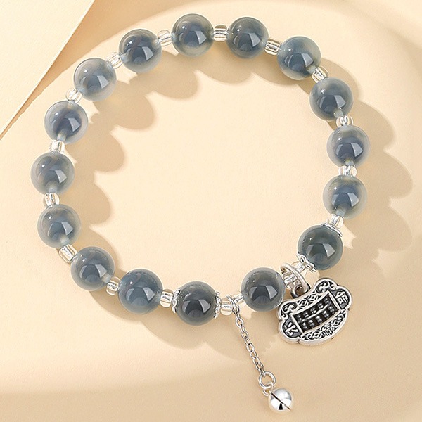 《QBOX 》FASHION 飾品【SVB24355】 精緻復古糖心瑪瑙純銀算盤平安鎖手串珠/手環-細節圖5