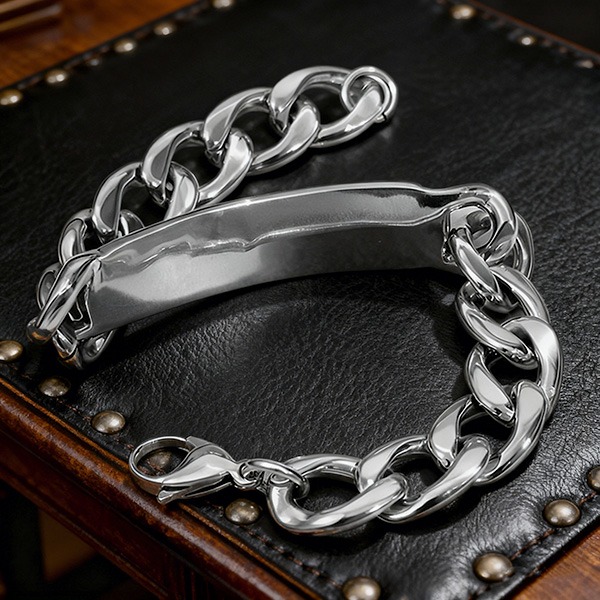 《QBOX 》FASHION 飾品【BBC8-070】 個性復古硬核獅頭雕花彎牌環扣鈦鋼手鍊/手環-細節圖6