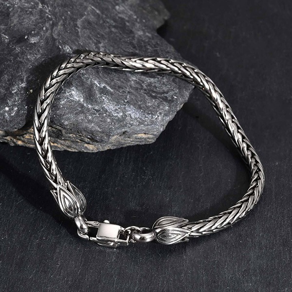 《QBOX 》FASHION 飾品【GBR-2710】 個性復古花苞編織紋理鈦鋼手鍊/手環-細節圖4