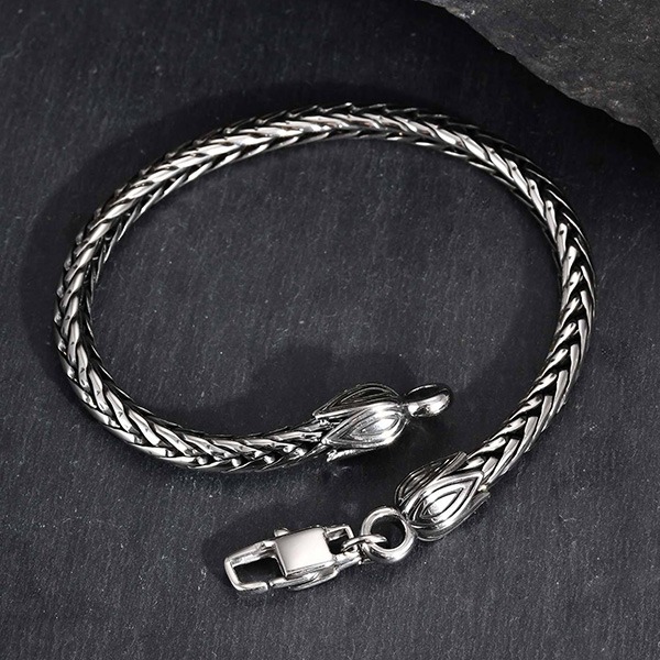 《QBOX 》FASHION 飾品【GBR-2710】 個性復古花苞編織紋理鈦鋼手鍊/手環-細節圖5