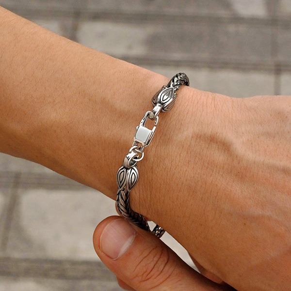 《QBOX 》FASHION 飾品【GBR-2710】 個性復古花苞編織紋理鈦鋼手鍊/手環-細節圖6