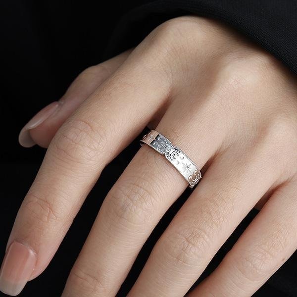 《 QBOX 》FASHION 飾品【CSWJ341】精緻個性「星光圖騰」浪漫微鑽S925純銀戒指/開口戒指-細節圖7