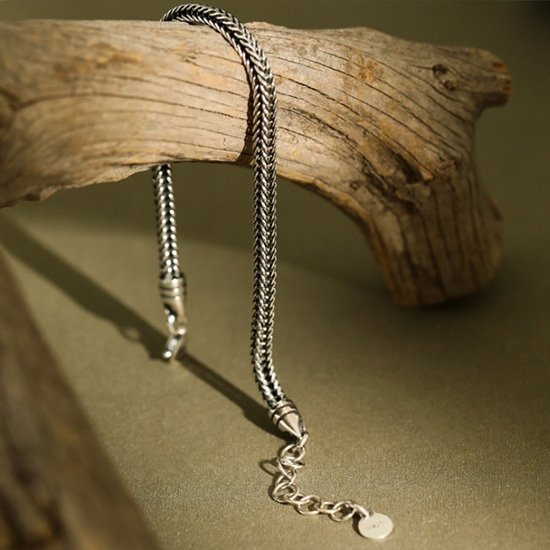 《 QBOX 》FASHION 飾品【BSF242】精致個性復古蛇骨鏈條S925純銀手鍊/手環-細節圖4