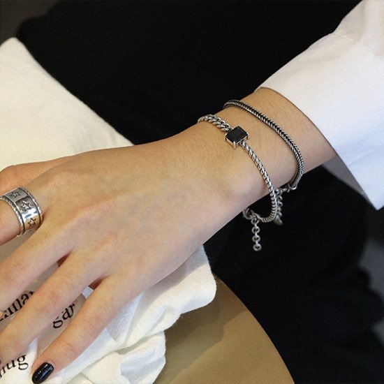 《 QBOX 》FASHION 飾品【BSF242】精致個性復古蛇骨鏈條S925純銀手鍊/手環-細節圖5