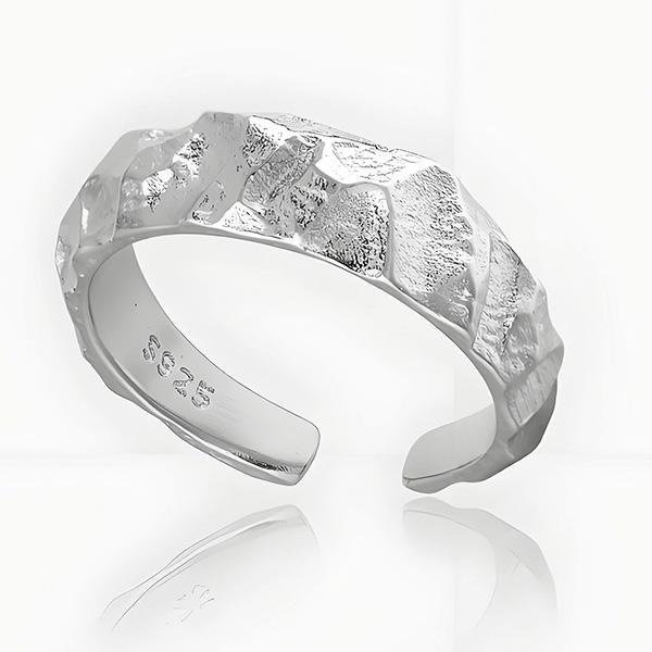 《 QBOX 》FASHION 飾品【CSJT874】精緻個性「隕星觸痕」不規則紋理S925純銀戒指/開口戒指-細節圖4