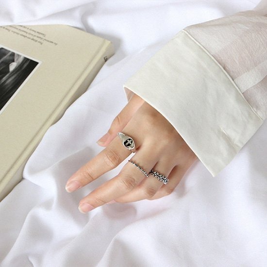 《 QBOX 》FASHION 飾品【SHJZ434】精緻復古極簡十字架圖紋S925純銀/泰銀開口戒指/戒環-細節圖4