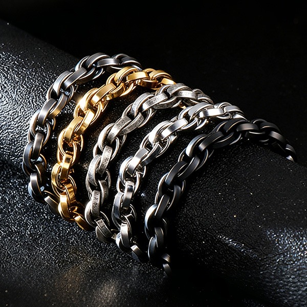 《 QBOX 》FASHION 飾品【BK119213】 精緻個性多層編織鎖鏈環扣鈦鋼手鍊/手環(四色)-細節圖3