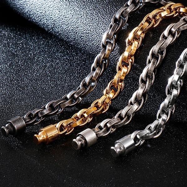 《 QBOX 》FASHION 飾品【BK119213】 精緻個性多層編織鎖鏈環扣鈦鋼手鍊/手環(四色)-細節圖4