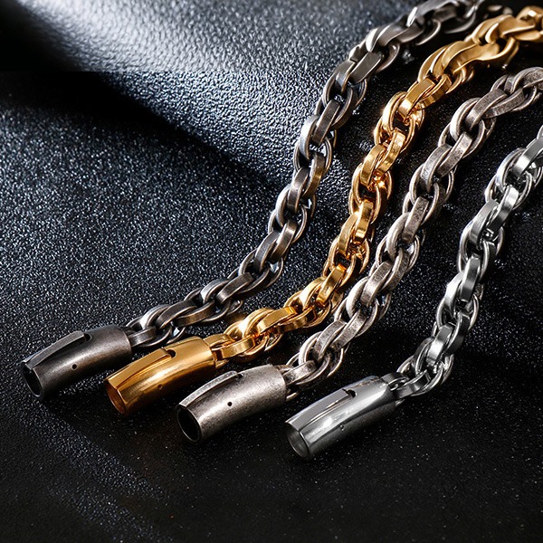 《 QBOX 》FASHION 飾品【BK119213】 精緻個性多層編織鎖鏈環扣鈦鋼手鍊/手環(四色)-細節圖6