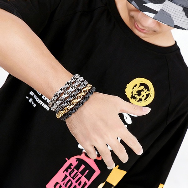 《 QBOX 》FASHION 飾品【BK119213】 精緻個性多層編織鎖鏈環扣鈦鋼手鍊/手環(四色)-細節圖7