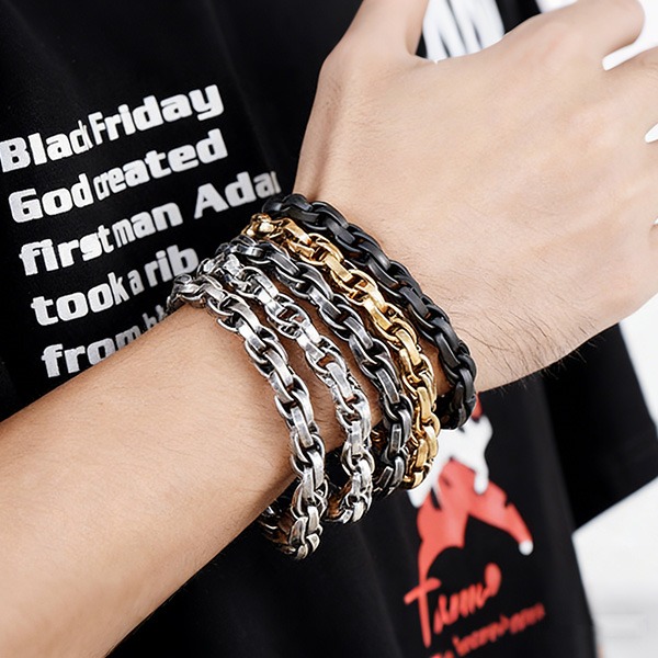 《 QBOX 》FASHION 飾品【BK119213】 精緻個性多層編織鎖鏈環扣鈦鋼手鍊/手環(四色)-細節圖8