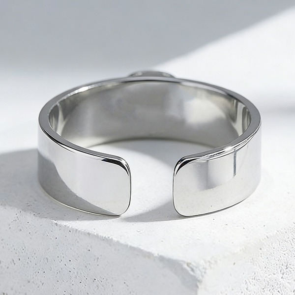 《 QBOX 》FASHION 飾品【GRC-1022】精緻個性復古綠松石惡魔之眼開口鈦鋼戒指/戒環-細節圖7