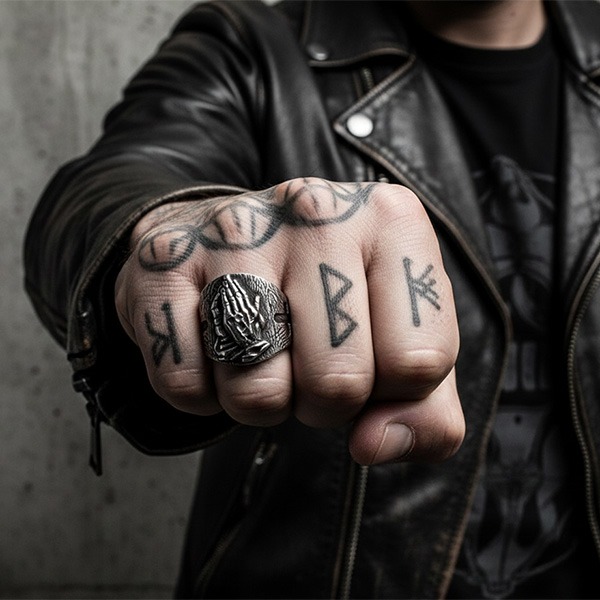 《 QBOX 》FASHION 飾品【RBR8-818】精緻個性復古仿舊浮雕祈禱之手鈦鋼戒指/戒環-細節圖9