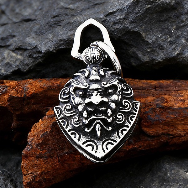 《 QBOX 》FASHION 飾品【CLHP145】精緻個性復古鎮邪諦聽麒麟獸鈦鋼墬子項鍊/吊墬-細節圖4