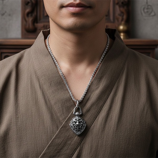 《 QBOX 》FASHION 飾品【CLHP145】精緻個性復古鎮邪諦聽麒麟獸鈦鋼墬子項鍊/吊墬-細節圖7