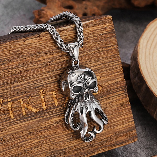 《 QBOX 》FASHION 飾品【CBP8-964】精緻個性復古深海巨觸八爪魚哥鈦鋼墬子項鍊/吊墬-細節圖3