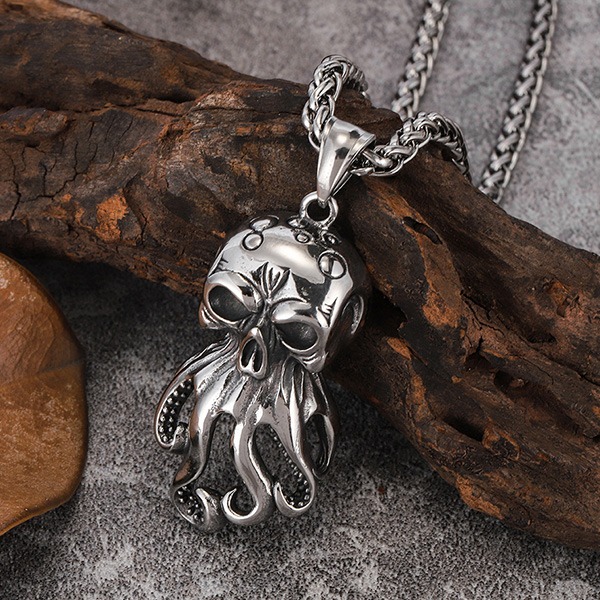 《 QBOX 》FASHION 飾品【CBP8-964】精緻個性復古深海巨觸八爪魚哥鈦鋼墬子項鍊/吊墬-細節圖4