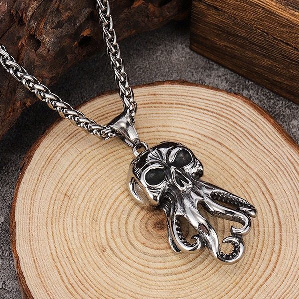 《 QBOX 》FASHION 飾品【CBP8-964】精緻個性復古深海巨觸八爪魚哥鈦鋼墬子項鍊/吊墬-細節圖5