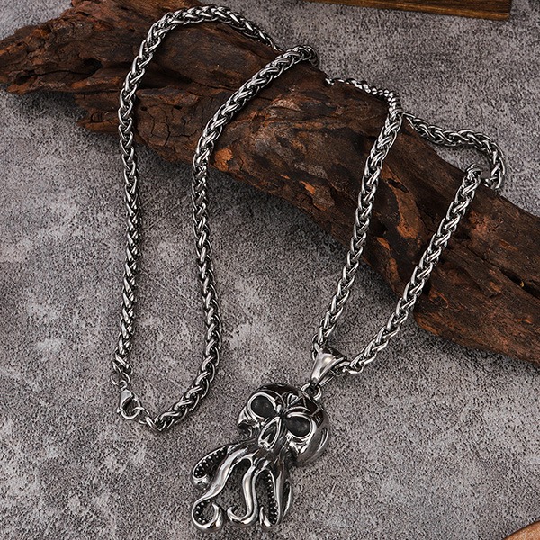 《 QBOX 》FASHION 飾品【CBP8-964】精緻個性復古深海巨觸八爪魚哥鈦鋼墬子項鍊/吊墬-細節圖7