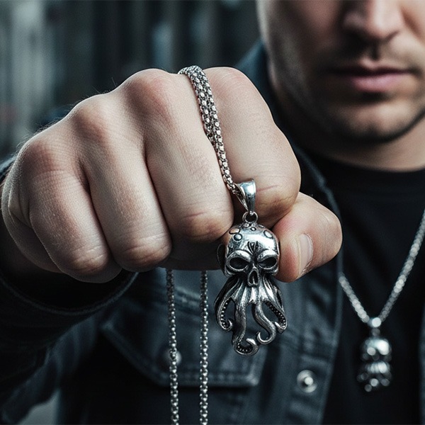 《 QBOX 》FASHION 飾品【CBP8-964】精緻個性復古深海巨觸八爪魚哥鈦鋼墬子項鍊/吊墬-細節圖8