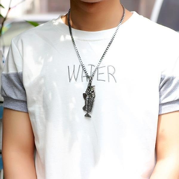 《 QBOX 》FASHION 飾品【CBP8-237】精緻個性立體魚骨頭鈦鋼墬子項鍊/吊墜-細節圖8