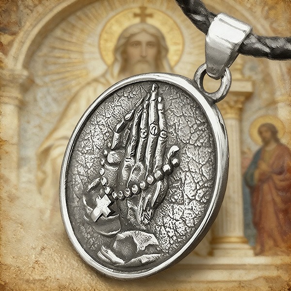 《QBOX 》FASHION 飾品【CBP8-730】精緻個性復古宗教祈禱之手十字架鈦鋼墬子項鍊/吊墬-細節圖5