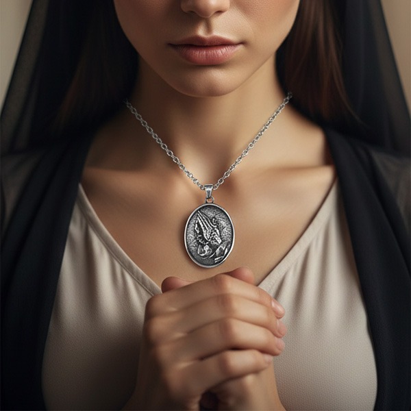 《QBOX 》FASHION 飾品【CBP8-730】精緻個性復古宗教祈禱之手十字架鈦鋼墬子項鍊/吊墬-細節圖10