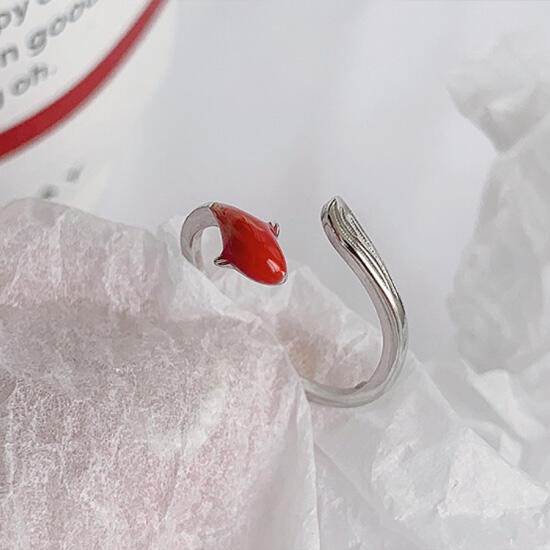 《 QBOX 》FASHION 飾品【RG18】精緻個性簡約錦鯉魚設計S925純銀/泰銀開口戒指-細節圖4