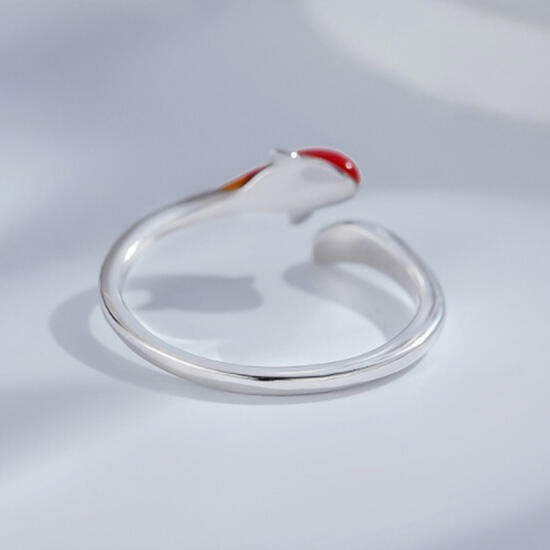 《 QBOX 》FASHION 飾品【RG18】精緻個性簡約錦鯉魚設計S925純銀/泰銀開口戒指-細節圖6