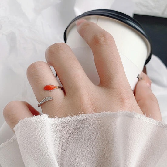 《 QBOX 》FASHION 飾品【RG18】精緻個性簡約錦鯉魚設計S925純銀/泰銀開口戒指-細節圖7