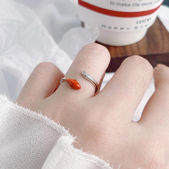 《 QBOX 》FASHION 飾品【RG18】精緻個性簡約錦鯉魚設計S925純銀/泰銀開口戒指-細節圖8