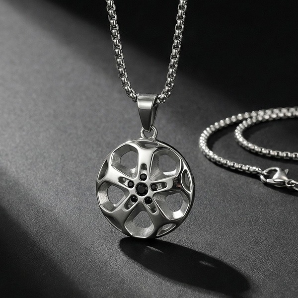 QBOX 》FASHION 飾品【CPN-2269】精緻個性嘻哈風車輪轂鈦鋼墬子項鍊/吊墬-細節圖5