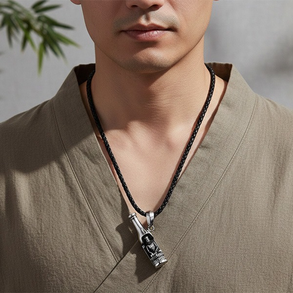 《 QBOX 》FASHION 飾品【CLHP138】精緻個性瓶中佛像創意開器瓶鈦鋼墬子項鍊/吊墬-細節圖8