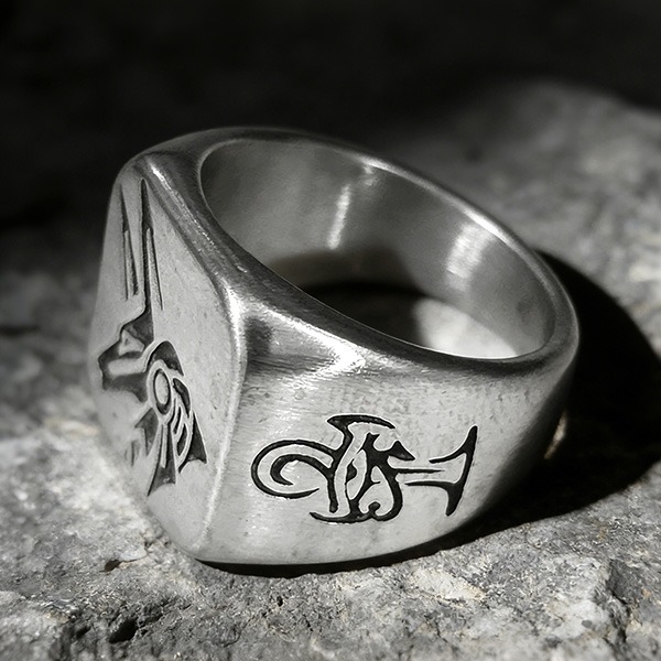 《 QBOX 》FASHION 飾品【RBR8-748】精緻個性復古阿努比斯安卡生命符號鈦鋼戒指/戒環-細節圖7