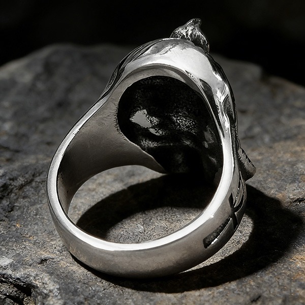 《 QBOX 》FASHION 飾品【RBR8-785】精緻個性復古埃及骷髏頭鈦鋼戒指/戒環-細節圖5