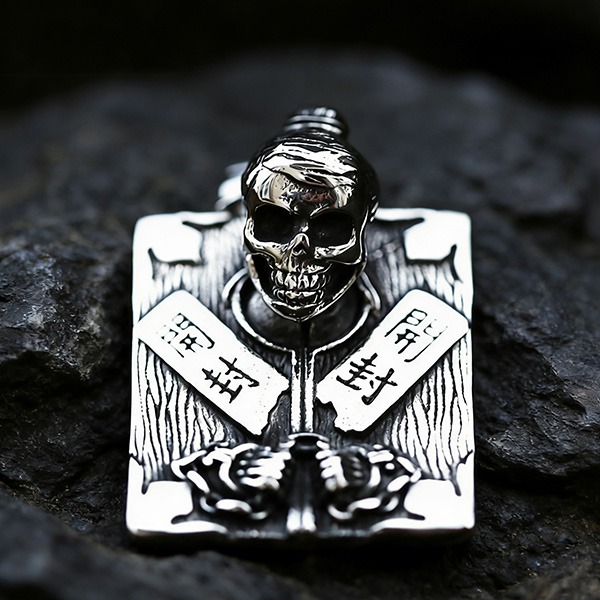 《 QBOX 》FASHION 飾品【LHP211】精緻個性復古開封符咒骷髏鈦鋼墬子項鍊/吊墬-細節圖3