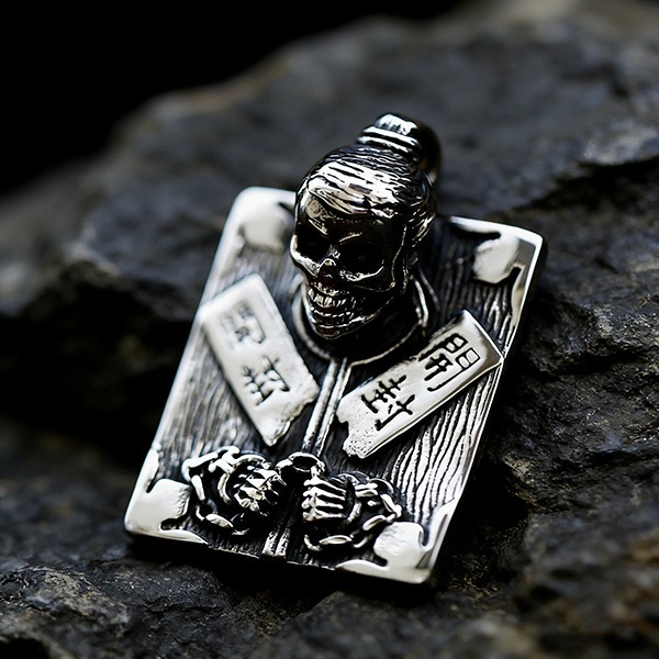 《 QBOX 》FASHION 飾品【LHP211】精緻個性復古開封符咒骷髏鈦鋼墬子項鍊/吊墬-細節圖4