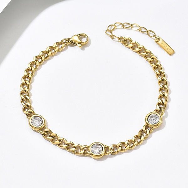 《 QBOX 》FASHION 飾品【B26N1795】 精緻個性輕奢百搭星芒鑲鑽古巴鈦鋼手鍊/手環(二色)-細節圖4