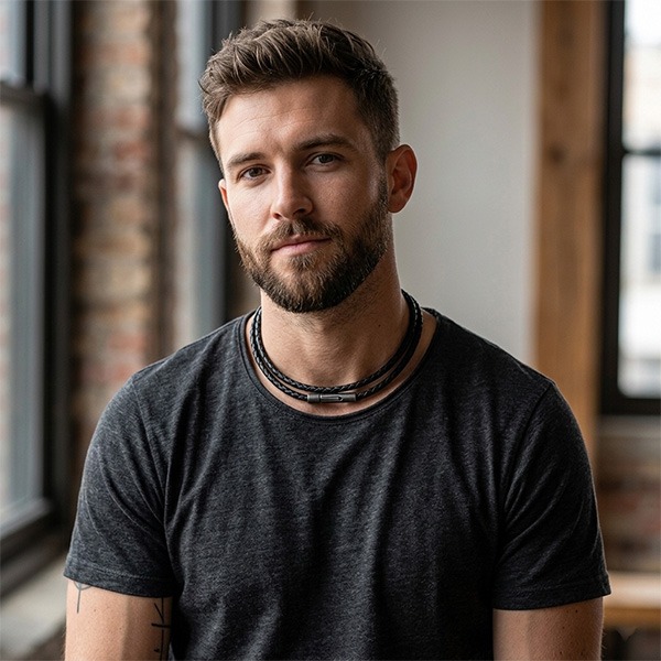 《 QBOX 》FASHION 飾品【LN2331010】精緻個性復古彎形圓扣頭黑色編織皮革繩/光滑皮革鏈(0.4cm)-細節圖10