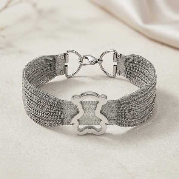 《 QBOX 》FASHION 飾品【BS41615】 精緻個性幾何鏤空萌熊鋼絲手鍊/手環(特價)-細節圖3