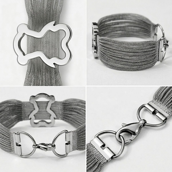 《 QBOX 》FASHION 飾品【BS41615】 精緻個性幾何鏤空萌熊鋼絲手鍊/手環(特價)-細節圖4