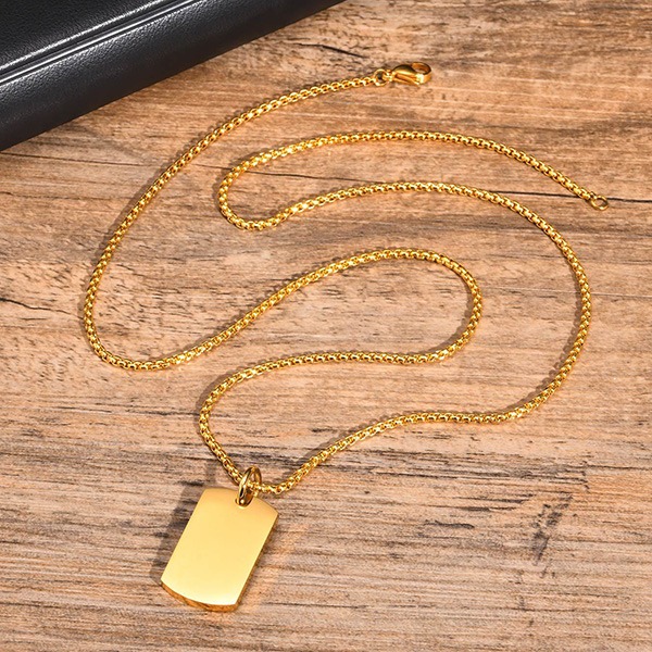 QBOX 》FASHION 飾品【CPN-2046】精緻個性厚實幾何形刻字軍牌鈦鋼墬子項鍊/吊墬(三色)-細節圖5
