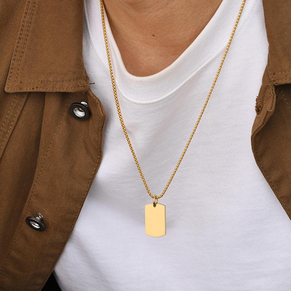 QBOX 》FASHION 飾品【CPN-2046】精緻個性厚實幾何形刻字軍牌鈦鋼墬子項鍊/吊墬(三色)-細節圖8