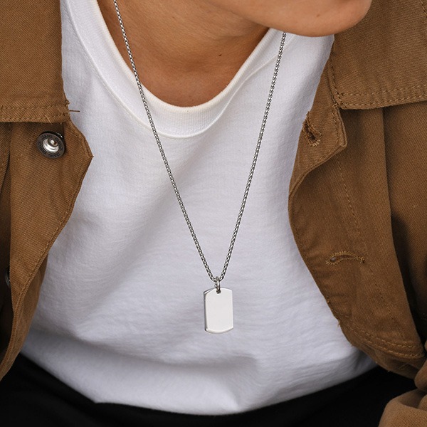 QBOX 》FASHION 飾品【CPN-2046】精緻個性厚實幾何形刻字軍牌鈦鋼墬子項鍊/吊墬(三色)-細節圖9