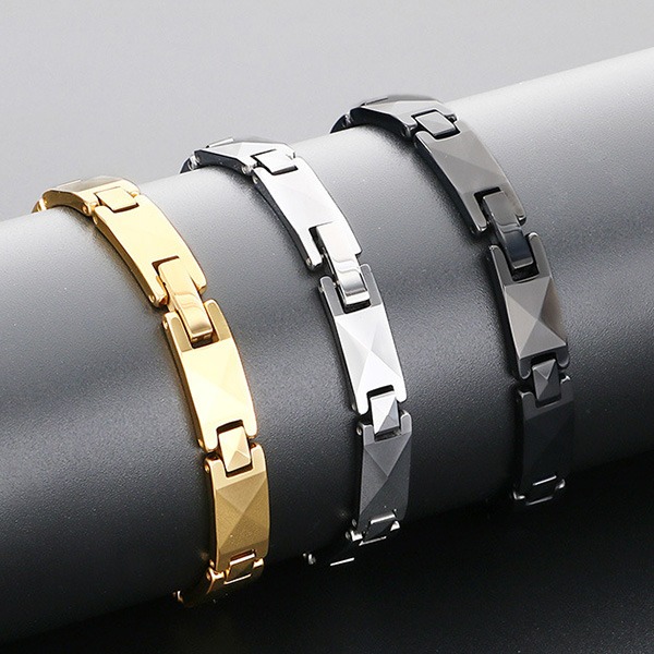 《QBOX 》FASHION 飾品【BK209609】 精緻個性高級幾何X方形鎢鋼手鍊/手環(三色)-細節圖3