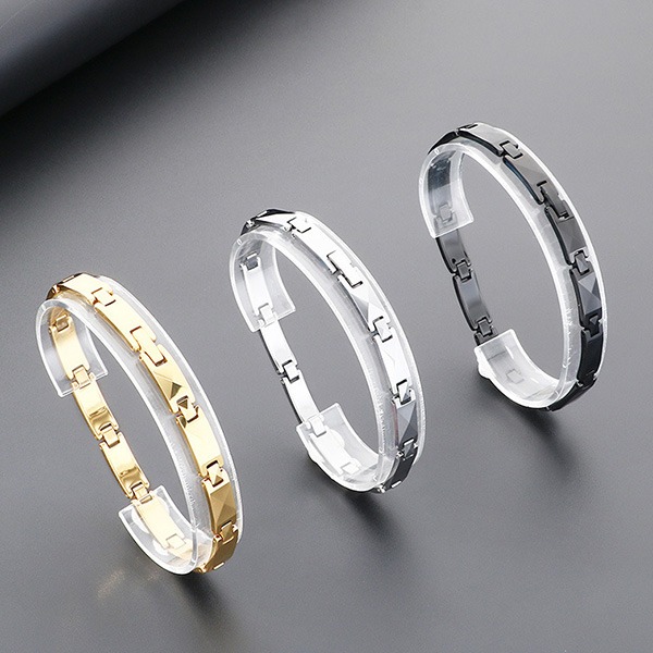 《QBOX 》FASHION 飾品【BK209609】 精緻個性高級幾何X方形鎢鋼手鍊/手環(三色)-細節圖4