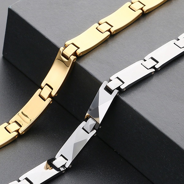 《QBOX 》FASHION 飾品【BK209609】 精緻個性高級幾何X方形鎢鋼手鍊/手環(三色)-細節圖6