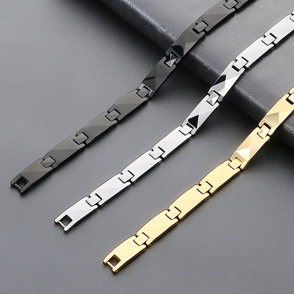 《QBOX 》FASHION 飾品【BK209609】 精緻個性高級幾何X方形鎢鋼手鍊/手環(三色)-細節圖8