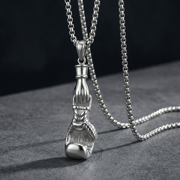 《 QBOX 》FASHION 飾品【GPN-2278】精緻個性拳力以赴拳擊手套鈦鋼墬子項鍊/吊墬-細節圖3